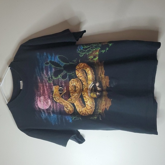 Vintage 90's Single Stitch Rattlesnake Desert Graphic T-Shirt Size Large - Picture 1 of 8
